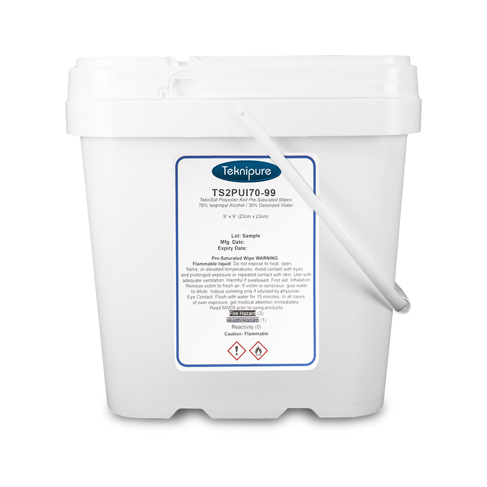 TekniSat 70% IPA 9" x 9" Pre-saturated Wipes in 150Ct. Pail (TS2PUI70-99)