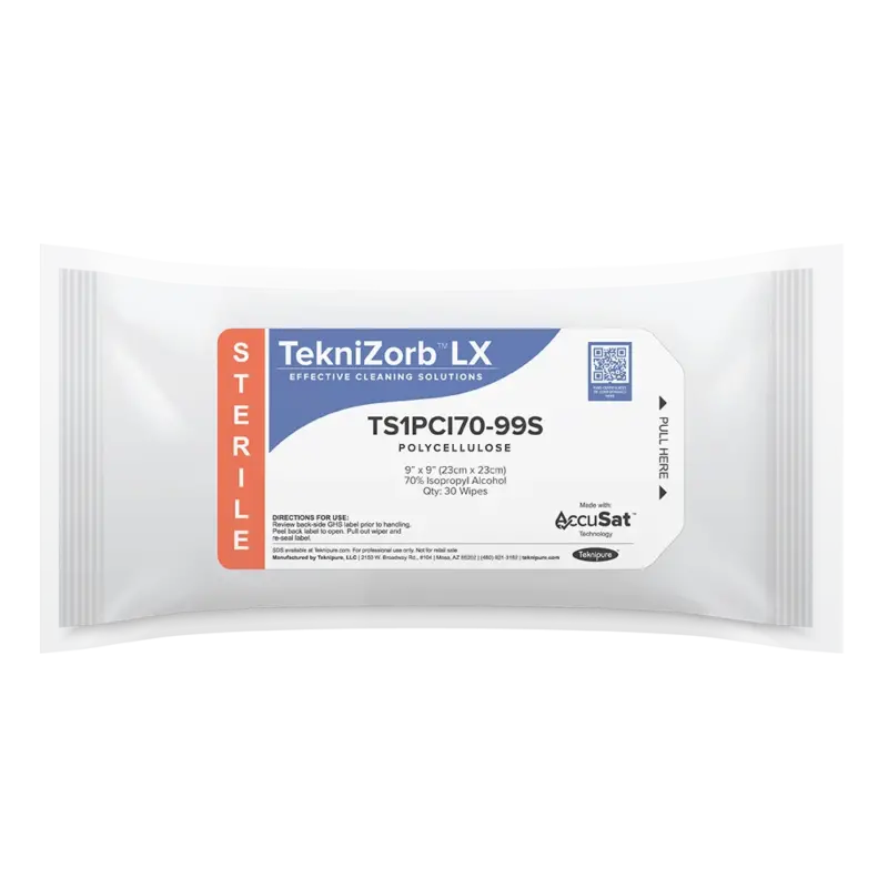 Sterile TekniZorb LX Polycellulose Wipers with AccuSat, 9" x 9": TS1PCI70-99S