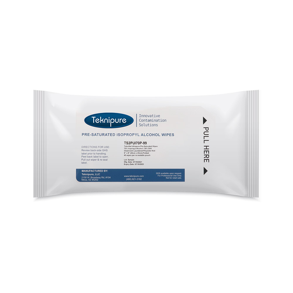 TekniSat 70% IPA 9" x 9" Pre-saturated Wipes, Pouched (TS2PUI70P-99)
