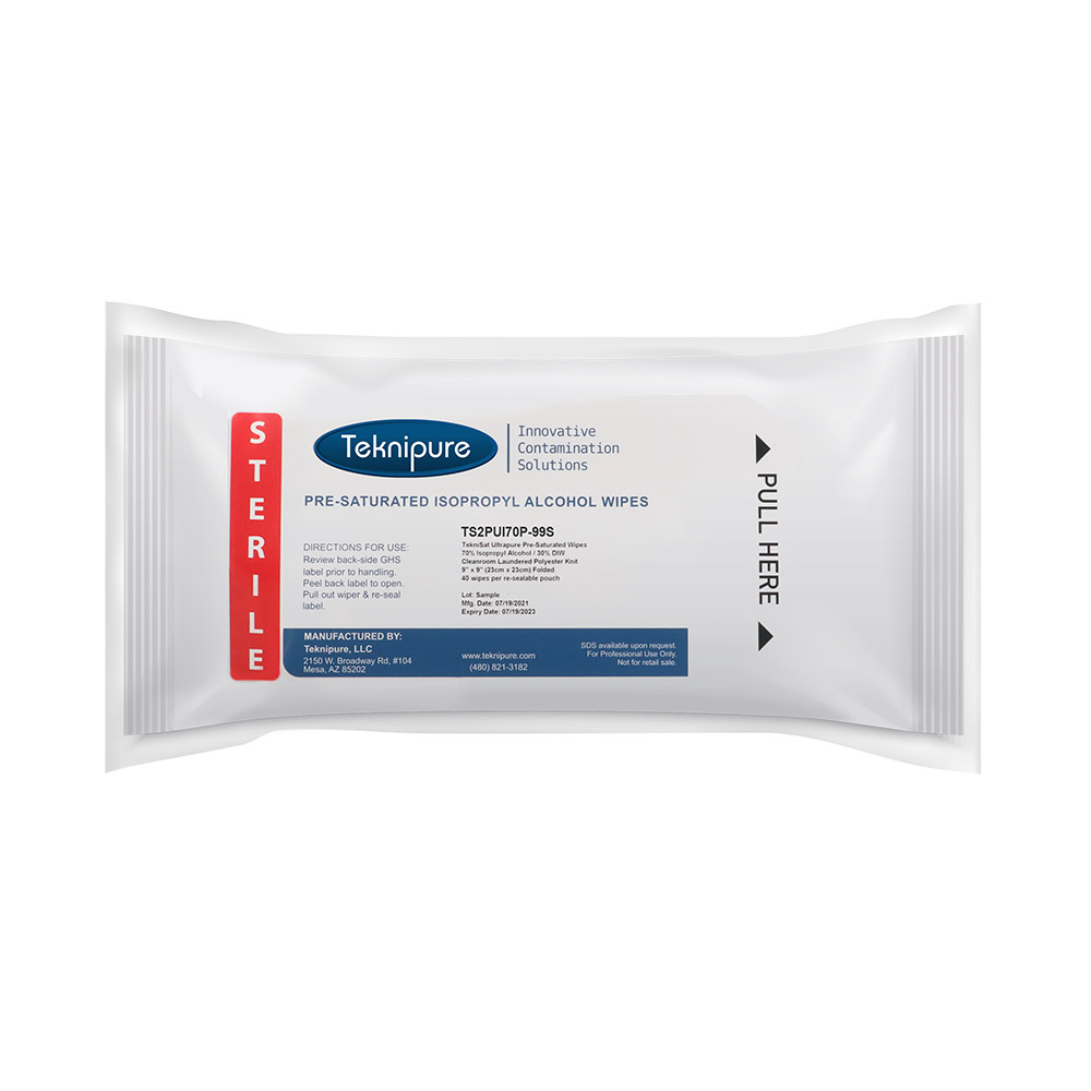 TekniSat Sterile 70% IPA 9" x 9" Pre-saturated Wipes, Pouched (TS2PUI70P-99S)
