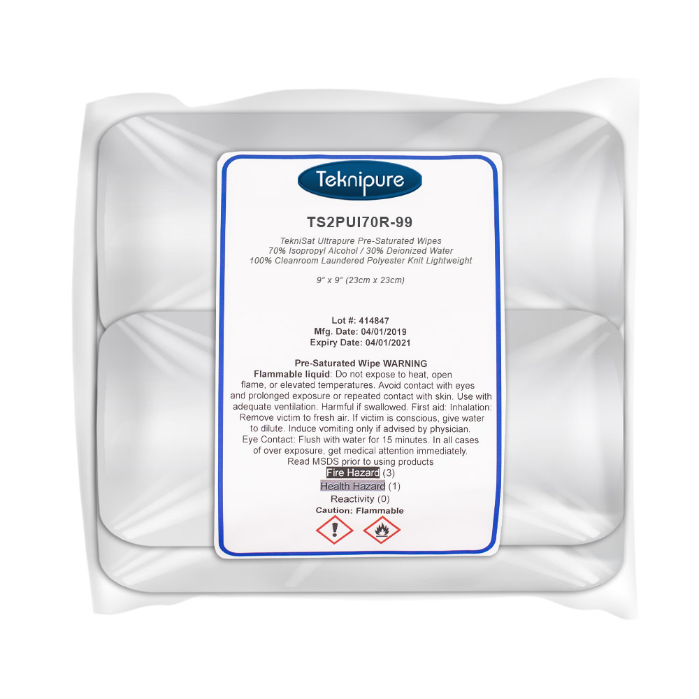 TekniSat 70% IPA 9" x 9" Pre-saturated Wipes Refill for Pail (TS2PUI70R-99)