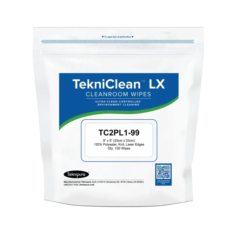 TekniClean LX Polyester Knit Wipers, Laser Seal Edge, 9" x 9"