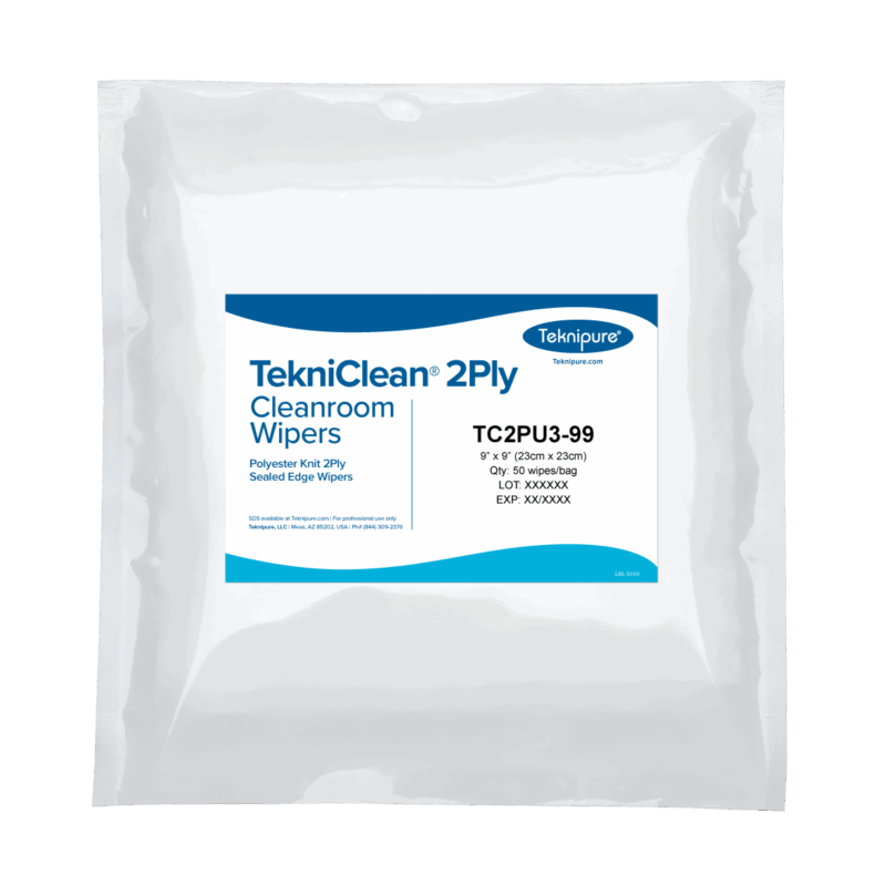 TekniClean® 2Ply Polyester Knit Wiper, Sealed Edge, 9"x9"