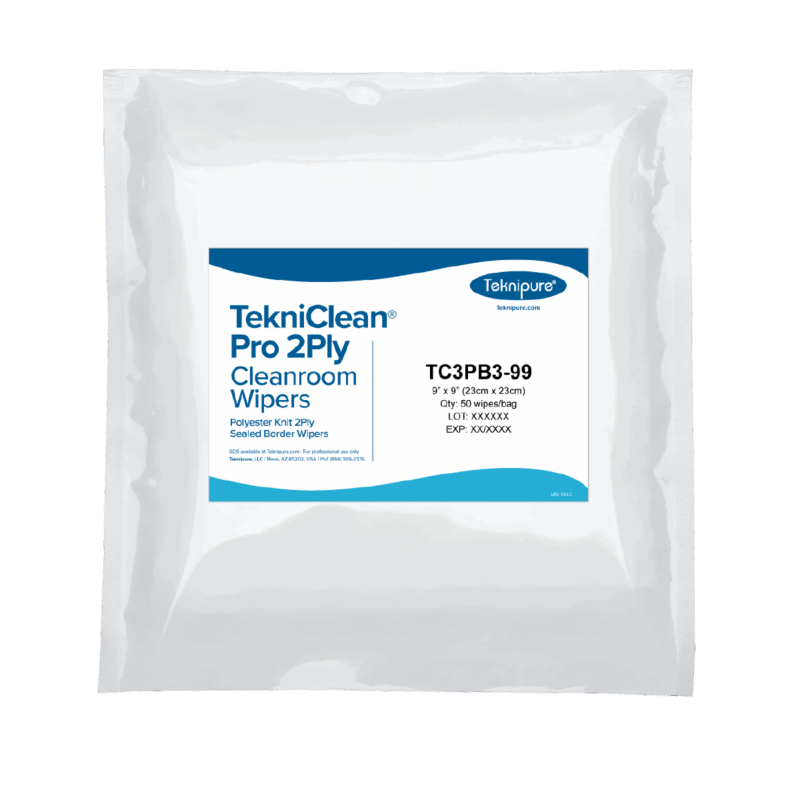 TekniClean® Pro 2Ply Polyester Knit Wiper, Sealed Border, 9"x 9"