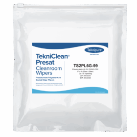 TekniClean® Presat Polyester Knit Wiper, Sealed Edge, 6% IPA, 9"x9"