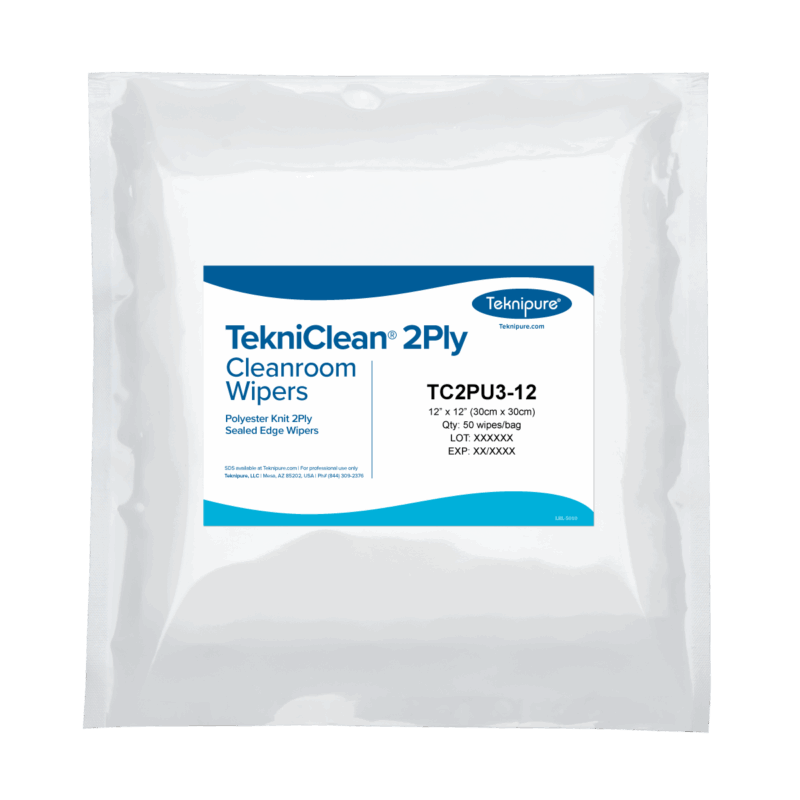 TekniClean® 2Ply Polyester Knit Wiper, Sealed Edge, 12"x12"