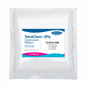 TekniClean® 2Ply Sterile Polyester Knit Wiper, Sealed Edge, 9"x9"
