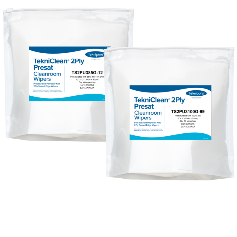 TekniClean® 2Ply Presat Polyester Knit Sealed Edge Wipers