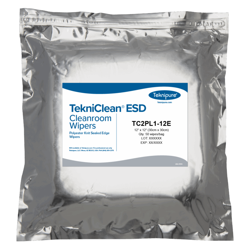 TekniClean® ESD Polyester Knit Carbon Fiber Wiper, Sealed Edge, 12"x12"