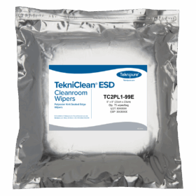 TekniClean® ESD Polyester Knit Carbon Fiber Wiper, Sealed Edge, 9"x9"