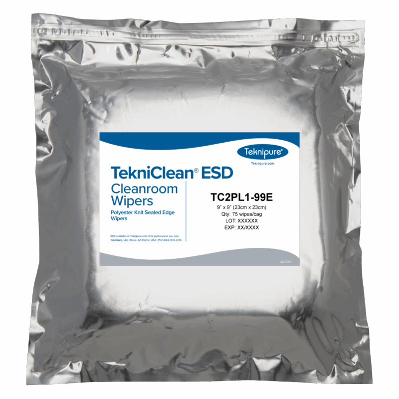 TekniClean® ESD Polyester Knit Carbon Fiber Wiper, Sealed Edge, 9"x9"