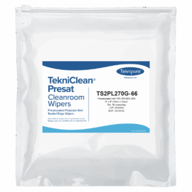 TekniClean® Presat Polyester Knit Wiper, Sealed Edge, 70% IPA, 6"x6"