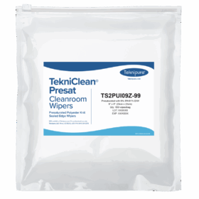 TekniClean® Presat Polyester Knit Wiper, Sealed Edge, 9% IPA, 9"x9"