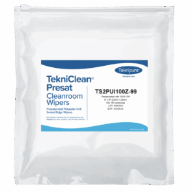 TekniClean® Presat Polyester Knit Wiper, Sealed Edge, 100% IPA, 9"x9", Slider Bag