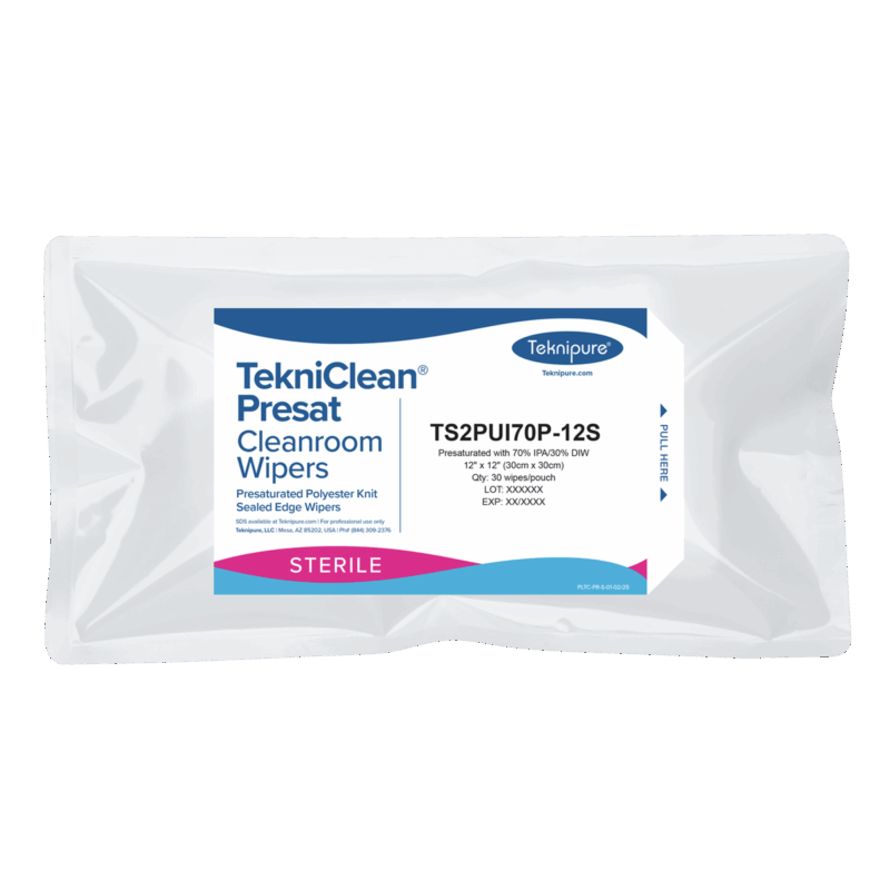 TekniClean® Presat Sterile Poly Knit Wiper, Sealed Edge, 70% IPA, 12"x12"