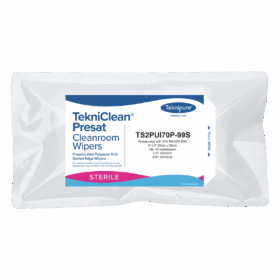 TekniClean® Presat Sterile Poly Knit Wiper, Sealed Edge, 70% IPA, 9"x9", Pouch