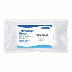 TekniClean® Presat Polyester Knit Wiper, Sealed Edge, 70% IPA, 9"x9", Peel-and-Reseal