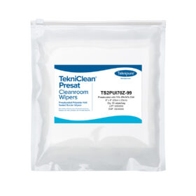 TekniClean® Presat Polyester Knit Wiper, Sealed Edge, 70% IPA, 9″x9″, Slider Bag
