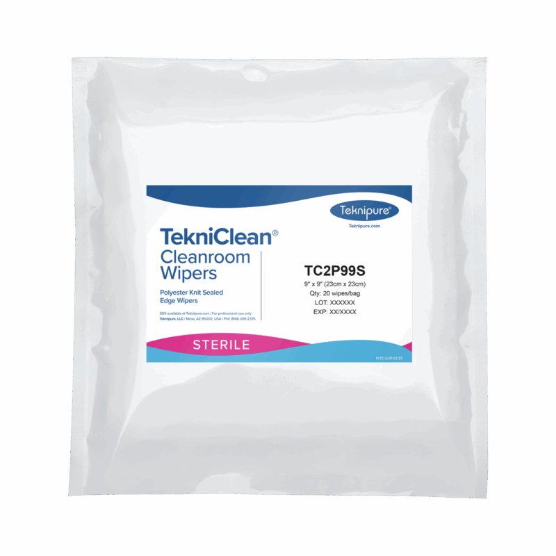 TekniClean® Sterile Polyester Knit Wiper, Sealed Edge, 9"x9"