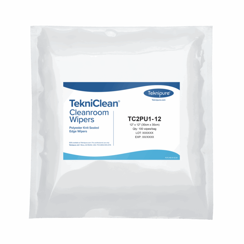 TekniClean® Polyester Knit Wiper, Sealed Edge, 12"x12"