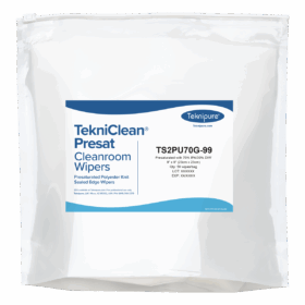 TekniClean® Presat Polyester Knit Wiper, Sealed Edge, 70% IPA, 9"x9", Gusset