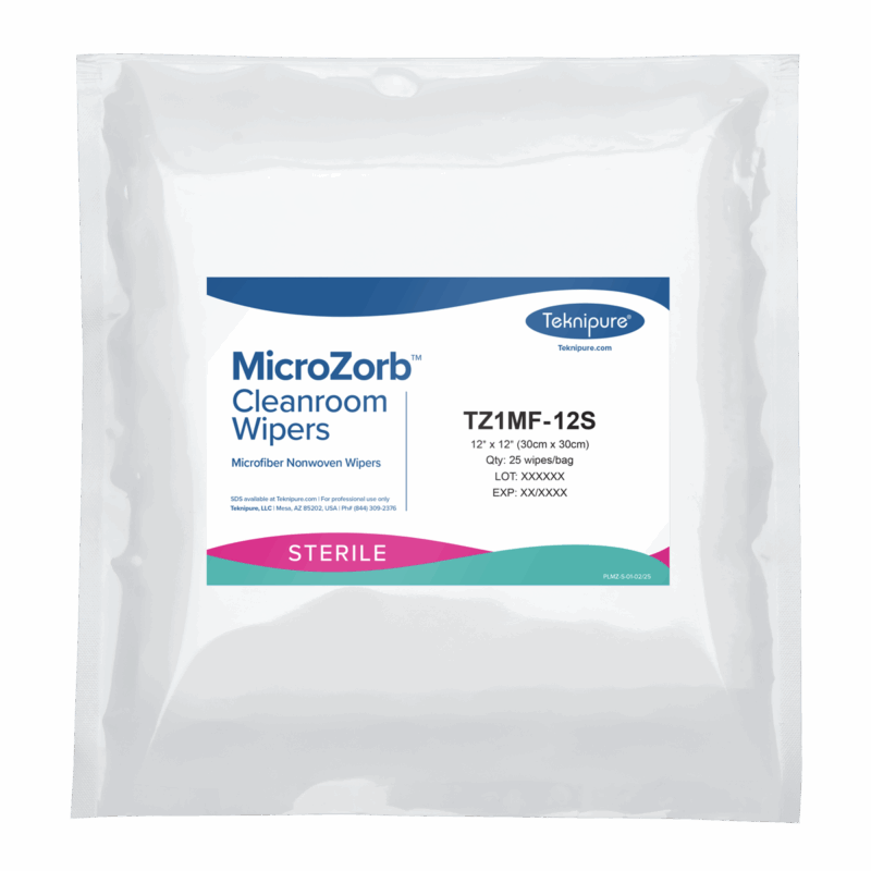 MicroZorb™ Sterile Microfiber Nonwoven Cleanroom Wipers, 12"x12"