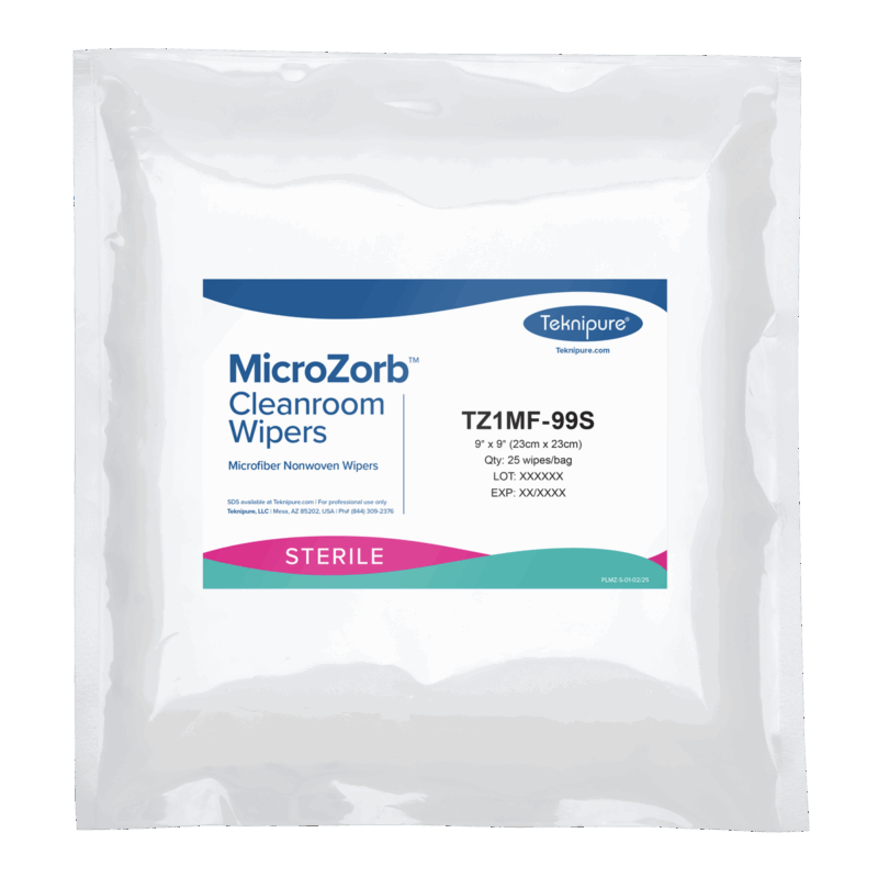 MicroZorb™ Sterile Microfiber Nonwoven Cleanroom Wipers, 9"x9"