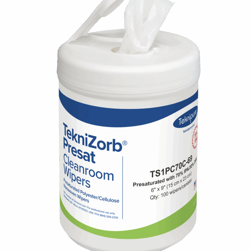 Alternative view of TekniZorb® Presat Polyester/Cellulose Nonwoven Cleanroom Wiper, 70% IPA, 6"x 9"