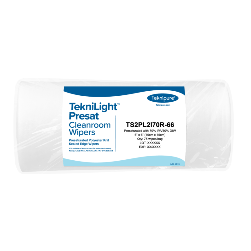 TekniLight™ Presat Polyester Knit Wiper Refill, Sealed Edge, 70% IPA/30% DIW, 6"x6"