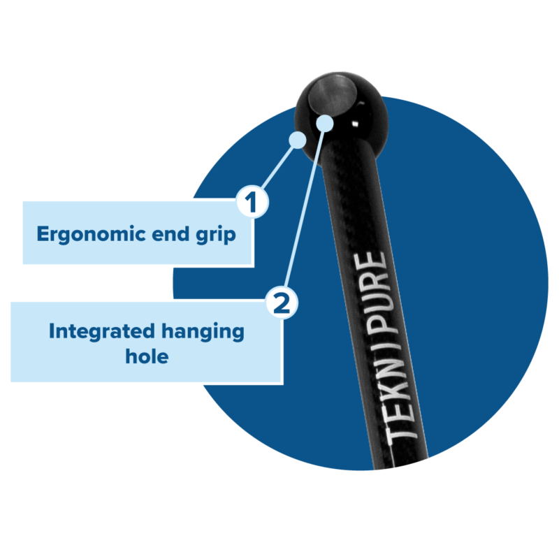 TekniMop™ Mop Handles Features - Ergonomic end grip & Integrated hanging hole