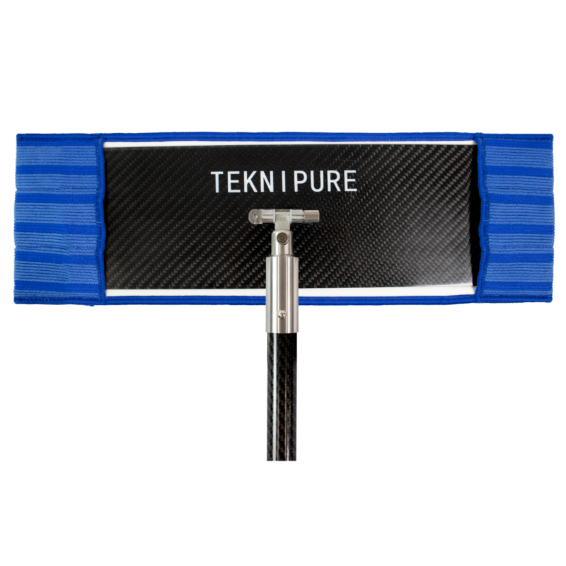 Tekni Pure cleaning tool with a blue padded frame and carbon-fiber panel mounted on a metal pole.