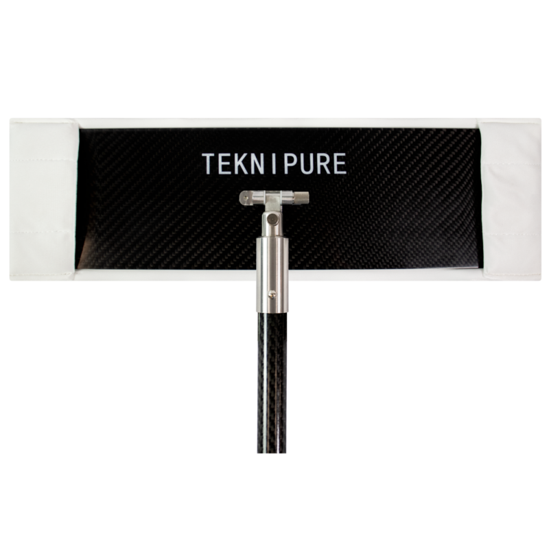 Rectangular TekniPure light modifier with carbon fiber panel mounted on a silver stand