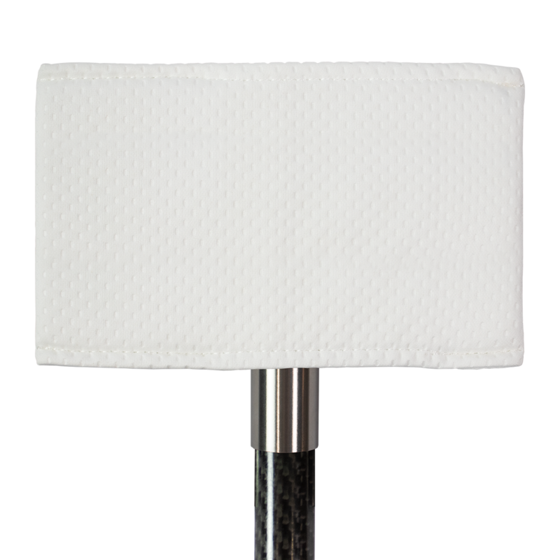 White rectangular microfiber cleaning pad attached to a metal handle, used for dusting surfaces.
