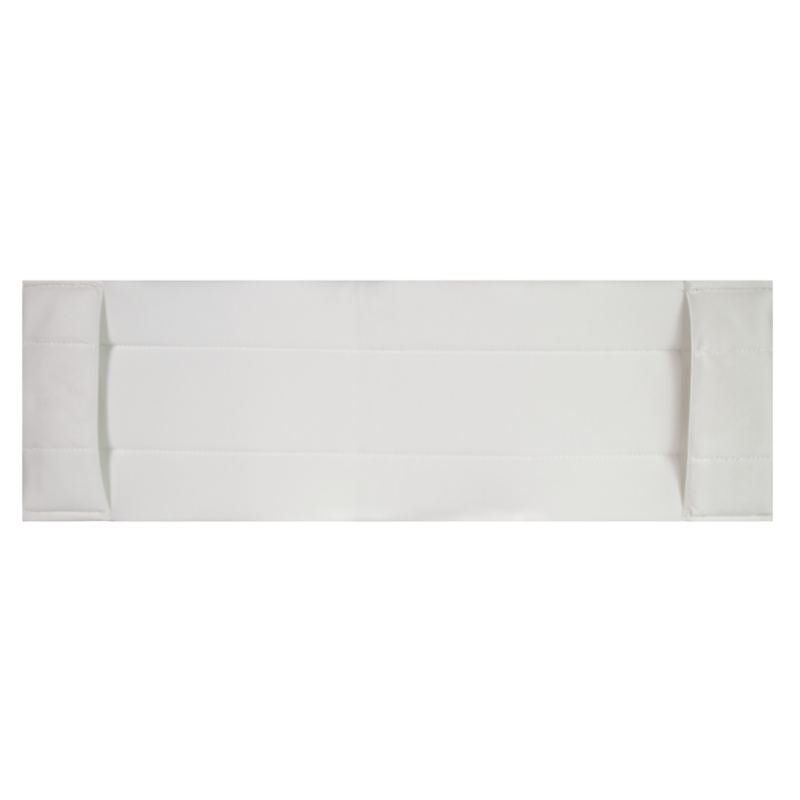 White disposable surgical face mask laid flat with pleats visible in the fabric.