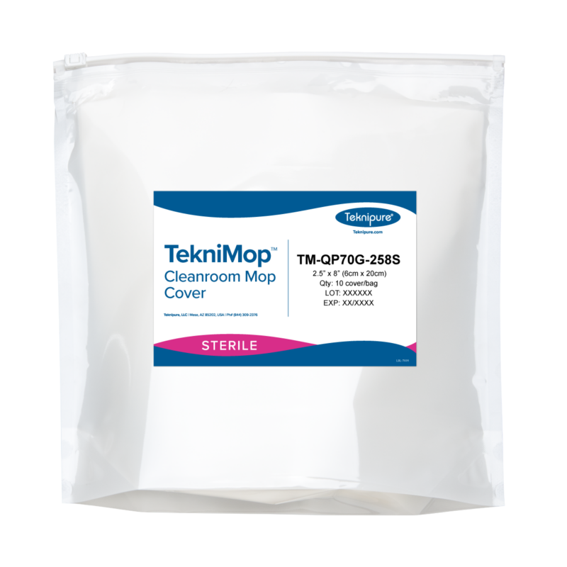TekniMop™ Sterile 2Ply Polyester Pocket Mop Cover, 2.5″ x 8″, 70% IPA