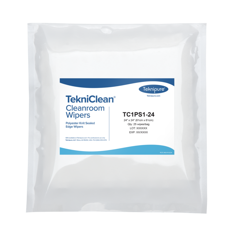 TekniClean® Polyester Knit Wiper, Sealed Edge, 24"x24", 25 wipers/bag
