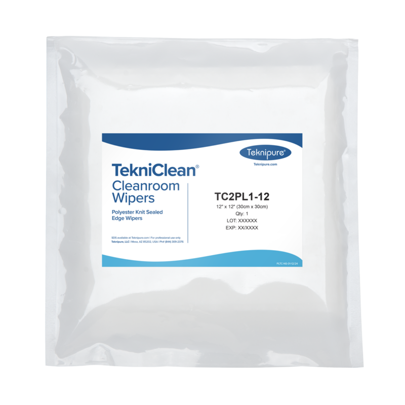 TekniClean® Polyester Knit Wiper, Sealed Edge, 12"x12"
